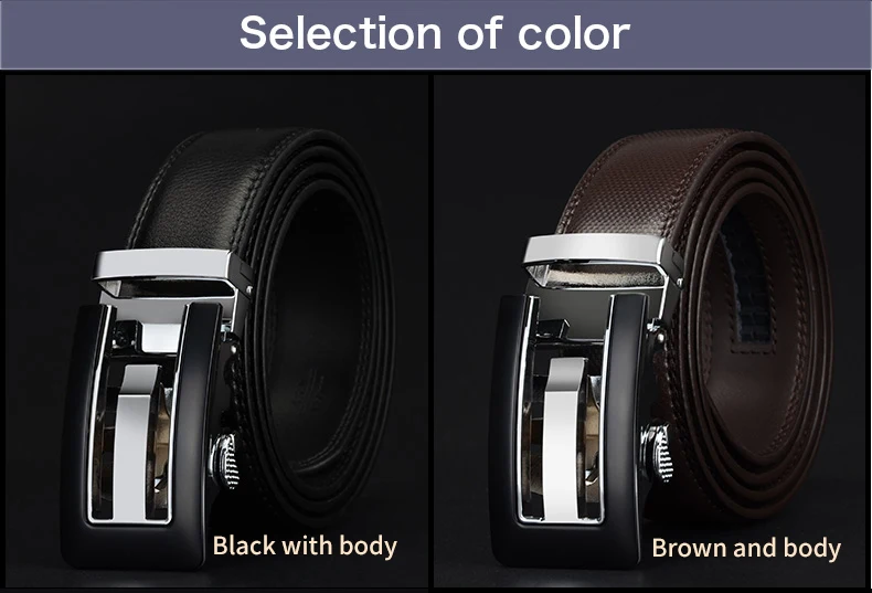 COWATHER 2021 Genuine Leather belts for men High quality brown black color metal automatic buckle Strap male Jeans cowboy CZ045