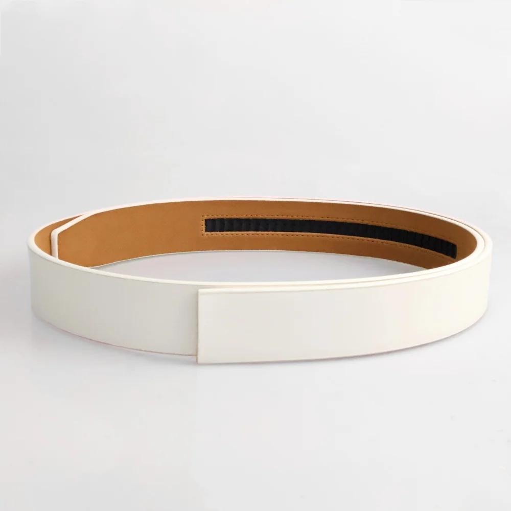 3.5cm New Men's Genuine Leather Belts Automatic Buckle Belts Men Fashion No Buckle Belts High Quality White Waistband