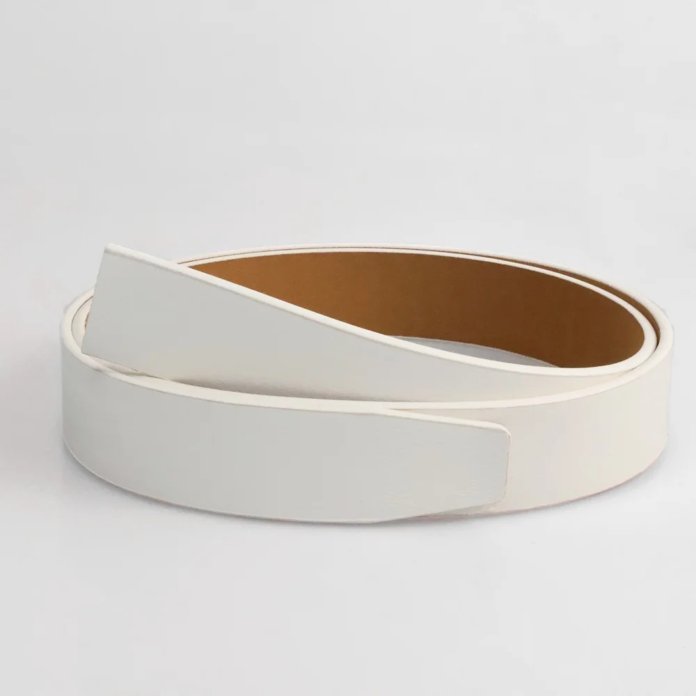 3.5cm New Men's Genuine Leather Belts Automatic Buckle Belts Men Fashion No Buckle Belts High Quality White Waistband