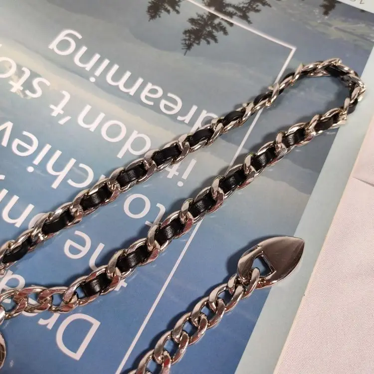 Chain Belt Women's Fashion Narrow Metal Belts Trim with Skirt Blouse Thin Waist Chain Gold Silver