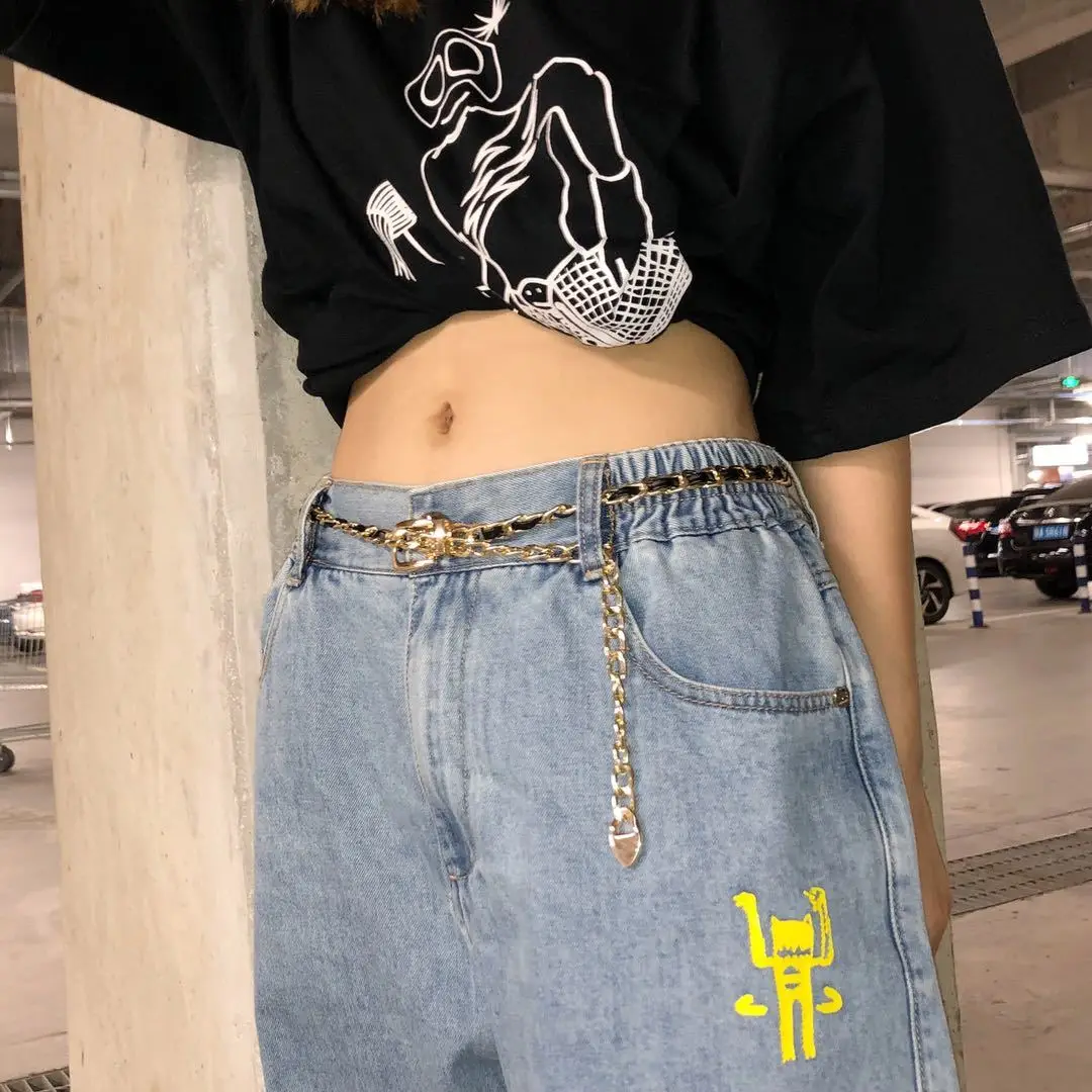 Chain Belt Women's Fashion Narrow Metal Belts Trim with Skirt Blouse Thin Waist Chain Gold Silver