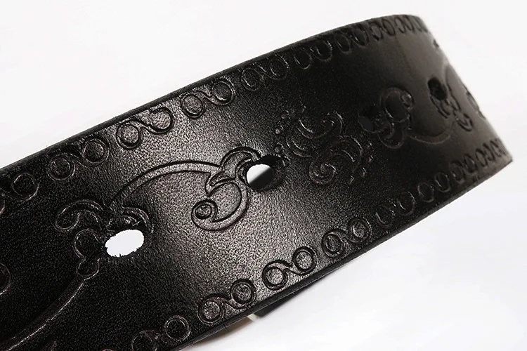IEFB Men's Embossed Belt Leather Floral Carving Genuine Belts Men Women Jean's Decoration Luxury Designer Waistband 9W1163