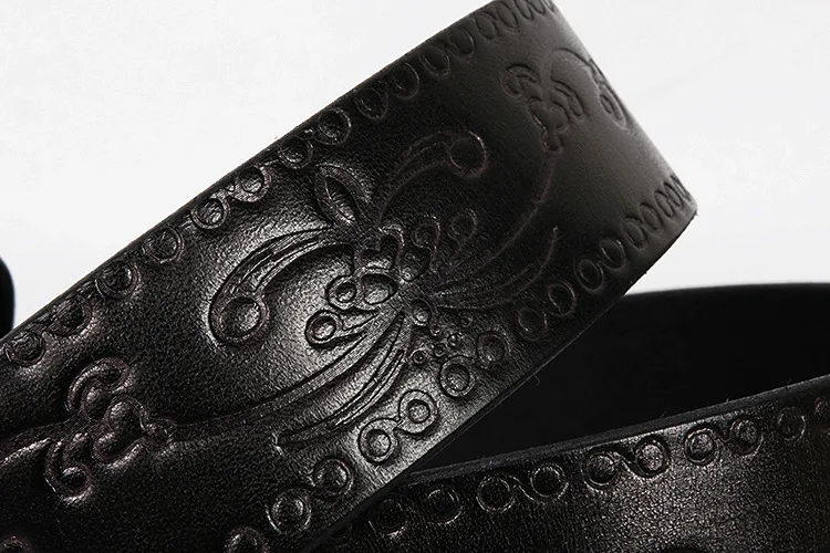 IEFB Men's Embossed Belt Leather Floral Carving Genuine Belts Men Women Jean's Decoration Luxury Designer Waistband 9W1163