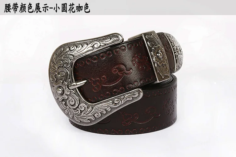 IEFB Men's Embossed Belt Leather Floral Carving Genuine Belts Men Women Jean's Decoration Luxury Designer Waistband 9W1163