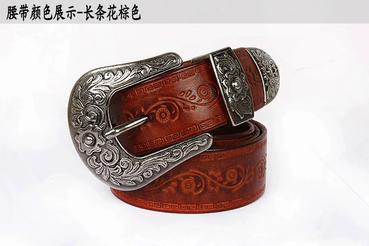 IEFB Men's Embossed Belt Leather Floral Carving Genuine Belts Men Women Jean's Decoration Luxury Designer Waistband 9W1163