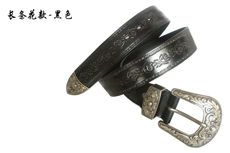 IEFB Men's Embossed Belt Leather Floral Carving Genuine Belts Men Women Jean's Decoration Luxury Designer Waistband 9W1163