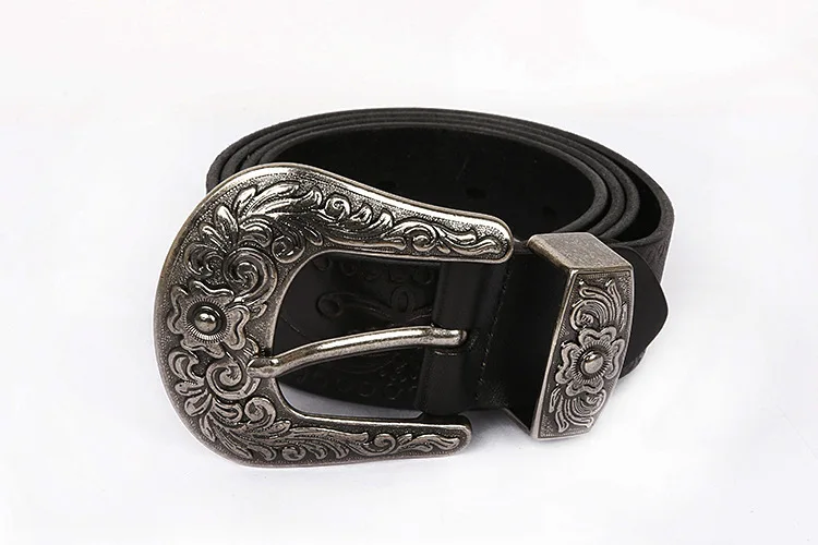 IEFB Men's Embossed Belt Leather Floral Carving Genuine Belts Men Women Jean's Decoration Luxury Designer Waistband 9W1163