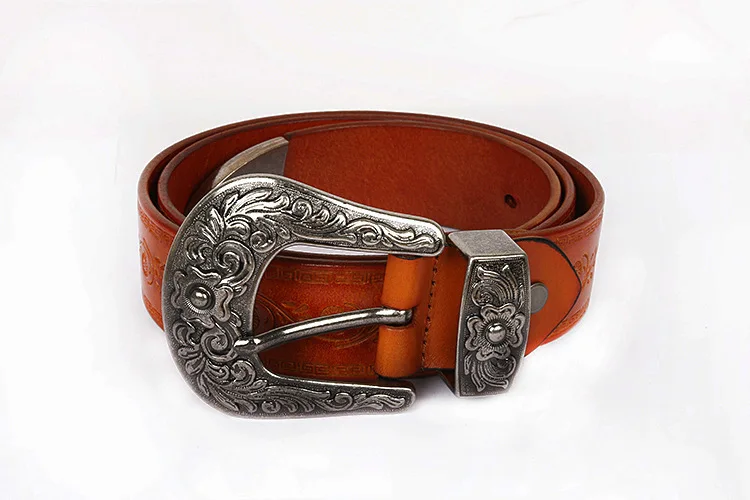 IEFB Men's Embossed Belt Leather Floral Carving Genuine Belts Men Women Jean's Decoration Luxury Designer Waistband 9W1163