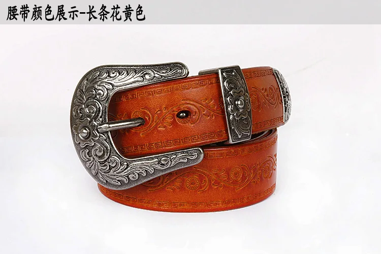 IEFB Men's Embossed Belt Leather Floral Carving Genuine Belts Men Women Jean's Decoration Luxury Designer Waistband 9W1163