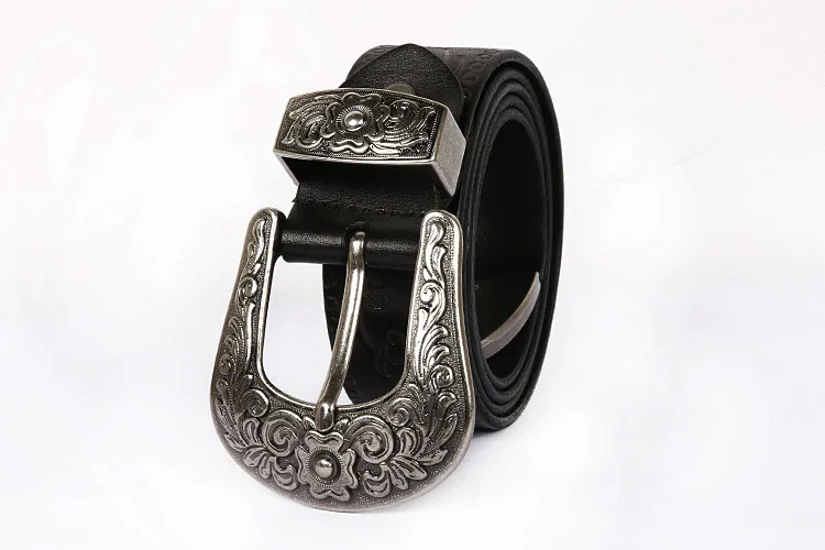 IEFB Men's Embossed Belt Leather Floral Carving Genuine Belts Men Women Jean's Decoration Luxury Designer Waistband 9W1163