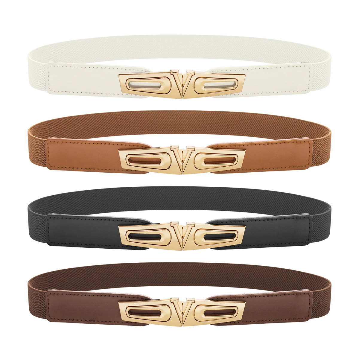 SISHION Designer Elastic Women Belt YD0091 Black White Brown Camel Ceinture Femme Leather Belts Punk Gurtel Herren Waistband