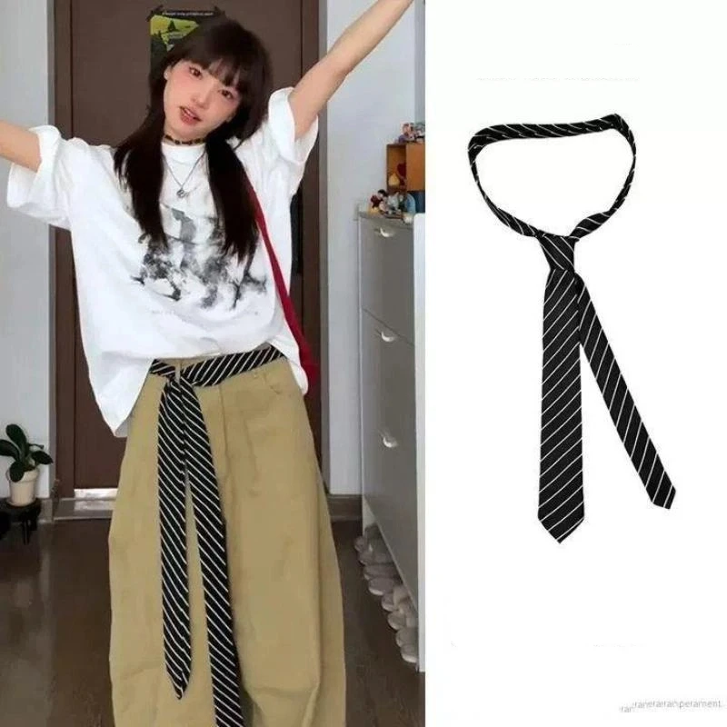 Trendy Long Skinny Plaid Waist Belt with Jeans Necktie Scarf - Fashionable Hairband & Decorative Accessory for Stylish Outfits