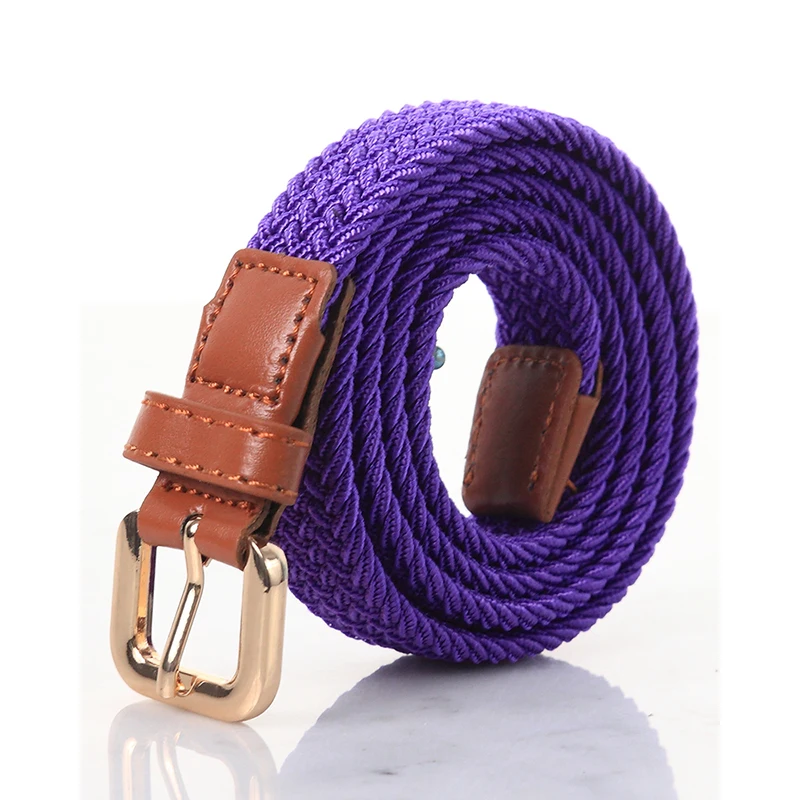 SupSindy Women&Children's Elastic Belt Pin Buckle Weave Stretch Canvas Belt Candy Colors Luxury Jeans Belts for Boys Girls Strap