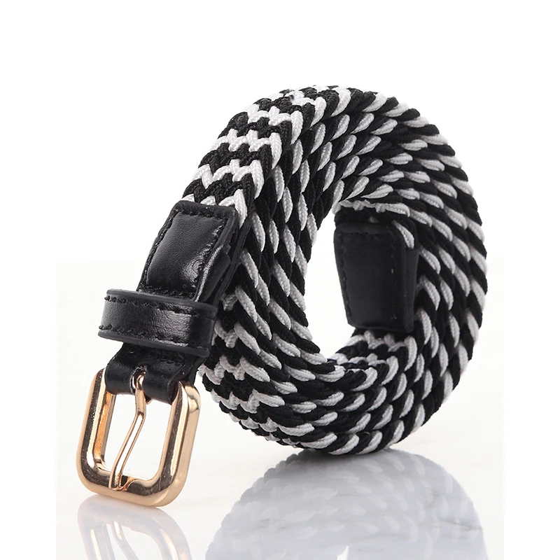 SupSindy Women&Children's Elastic Belt Pin Buckle Weave Stretch Canvas Belt Candy Colors Luxury Jeans Belts for Boys Girls Strap