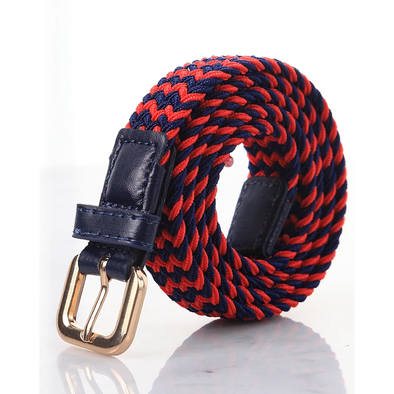 SupSindy Women&Children's Elastic Belt Pin Buckle Weave Stretch Canvas Belt Candy Colors Luxury Jeans Belts for Boys Girls Strap