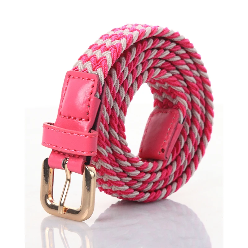 SupSindy Women&Children's Elastic Belt Pin Buckle Weave Stretch Canvas Belt Candy Colors Luxury Jeans Belts for Boys Girls Strap