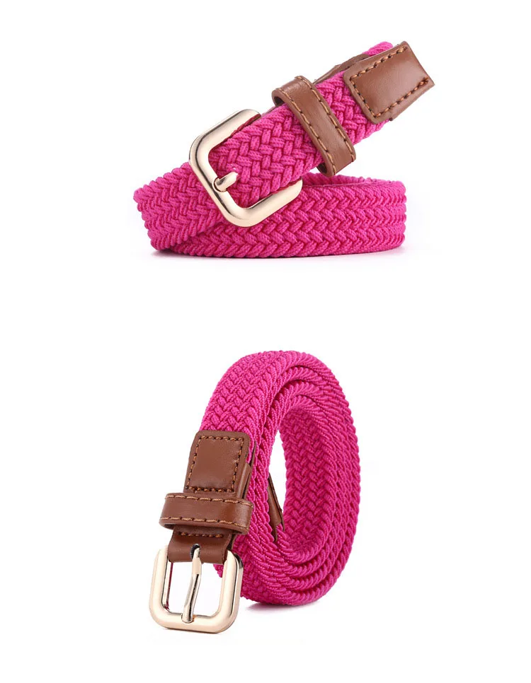 SupSindy Women&Children's Elastic Belt Pin Buckle Weave Stretch Canvas Belt Candy Colors Luxury Jeans Belts for Boys Girls Strap