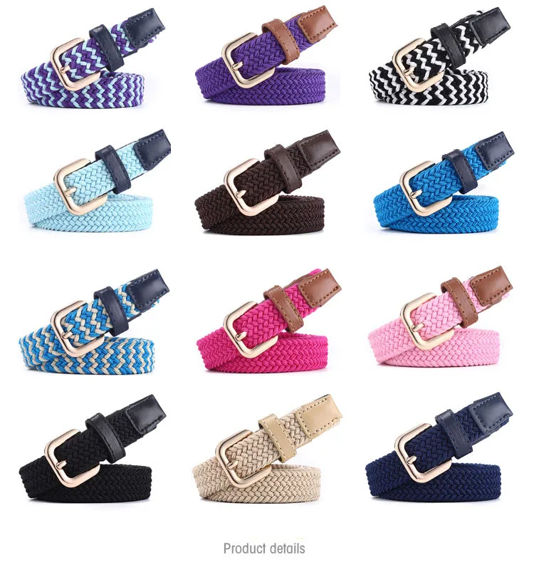 SupSindy Women&Children's Elastic Belt Pin Buckle Weave Stretch Canvas Belt Candy Colors Luxury Jeans Belts for Boys Girls Strap