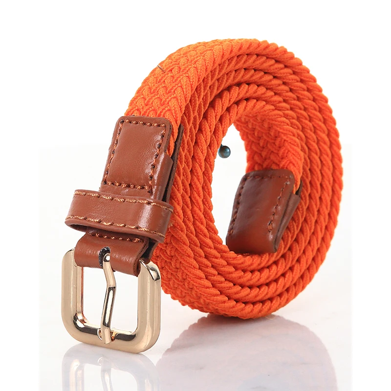 SupSindy Women&Children's Elastic Belt Pin Buckle Weave Stretch Canvas Belt Candy Colors Luxury Jeans Belts for Boys Girls Strap
