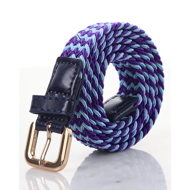 SupSindy Women&Children's Elastic Belt Pin Buckle Weave Stretch Canvas Belt Candy Colors Luxury Jeans Belts for Boys Girls Strap