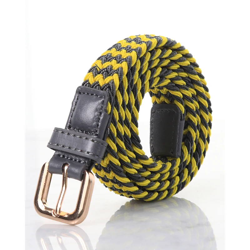 SupSindy Women&Children's Elastic Belt Pin Buckle Weave Stretch Canvas Belt Candy Colors Luxury Jeans Belts for Boys Girls Strap
