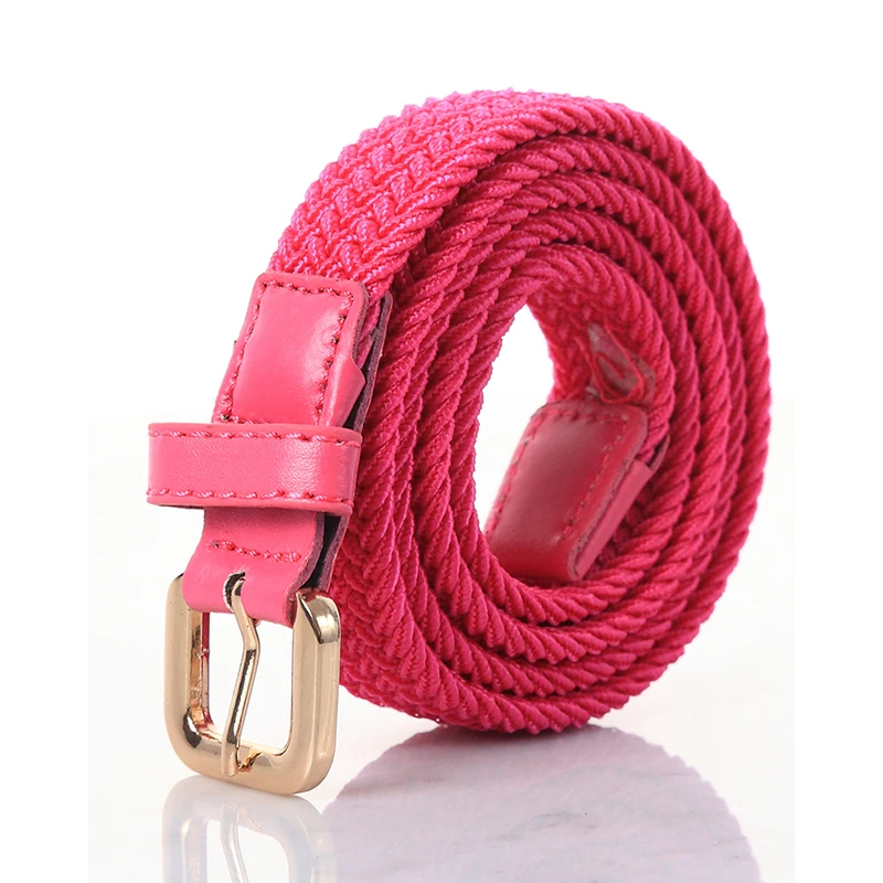 SupSindy Women&Children's Elastic Belt Pin Buckle Weave Stretch Canvas Belt Candy Colors Luxury Jeans Belts for Boys Girls Strap
