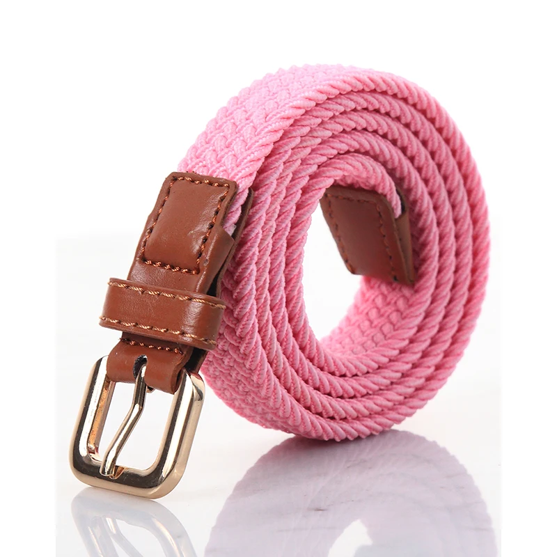 SupSindy Women&Children's Elastic Belt Pin Buckle Weave Stretch Canvas Belt Candy Colors Luxury Jeans Belts for Boys Girls Strap