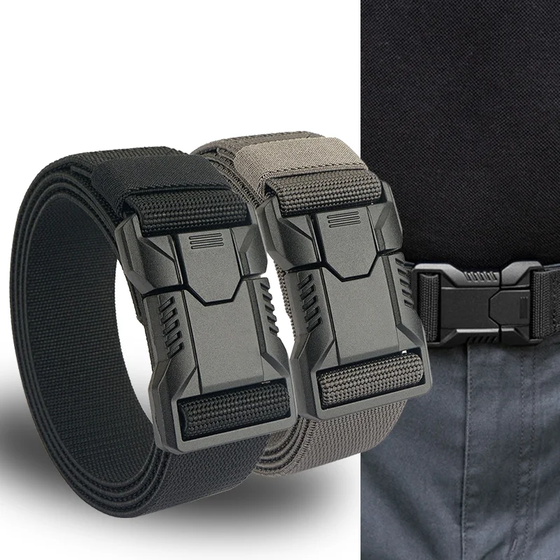 1Pcs Men's Canvas Belt - Sporty Style, Quick Release Plastic Buckle, Casual Training and Jeans Accessories