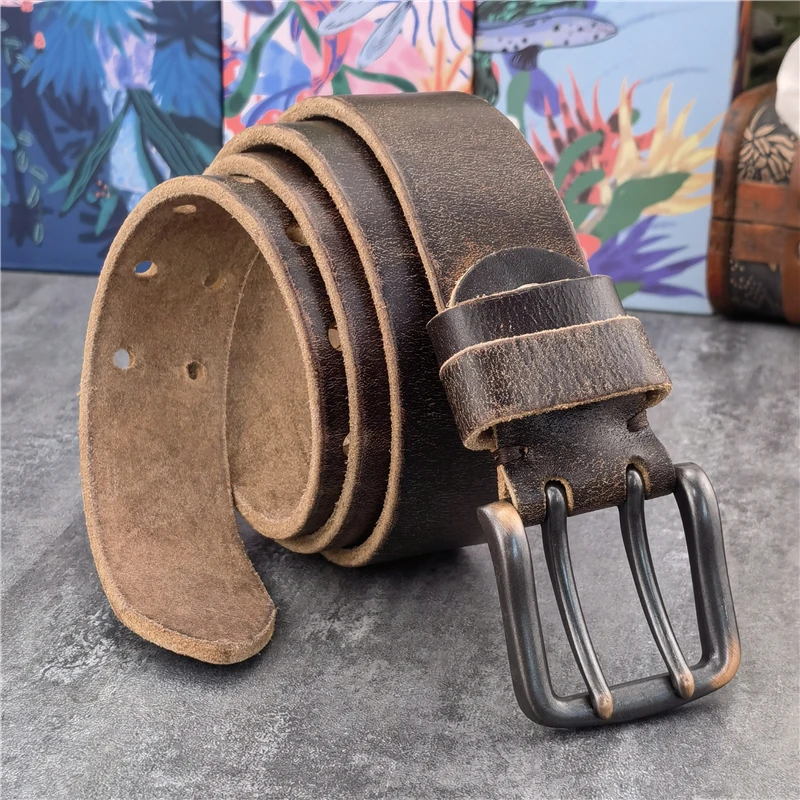 38MM Double Pin Belt Buckle Genuine Leather Belt For Men Jeans Leather Belt Men Ceinture Western Cowboy Waist Belt Man MBT0038