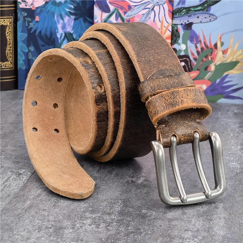 38MM Double Pin Belt Buckle Genuine Leather Belt For Men Jeans Leather Belt Men Ceinture Western Cowboy Waist Belt Man MBT0038