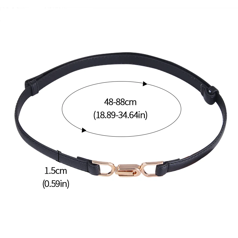 Adjustable PU Leather Ladies Dress Belts Skinny Thin Women Waist Belts Strap Gold Color Buckle Female Belts pasek damski