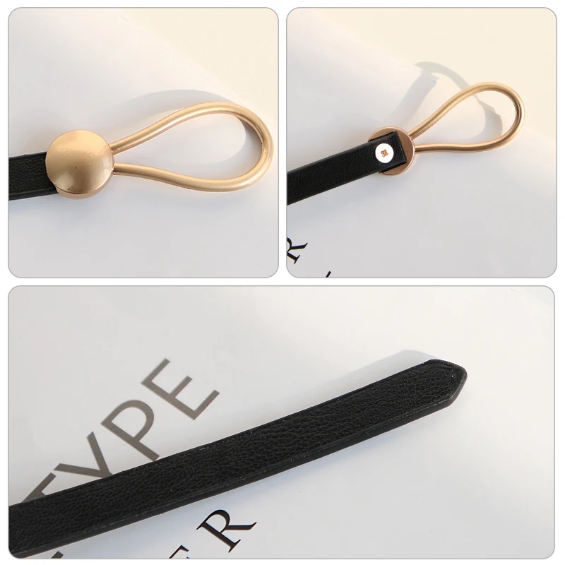Adjustable PU Leather Ladies Dress Belts Skinny Thin Women Waist Belts Strap Gold Color Buckle Female Belts pasek damski