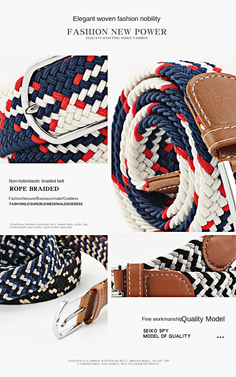 Universal Canvas Belt Elastic Woven Women Belt Jeans Needle Buckle Belt for Men Outdoor - for Jeans Adjustable Waist Belt
