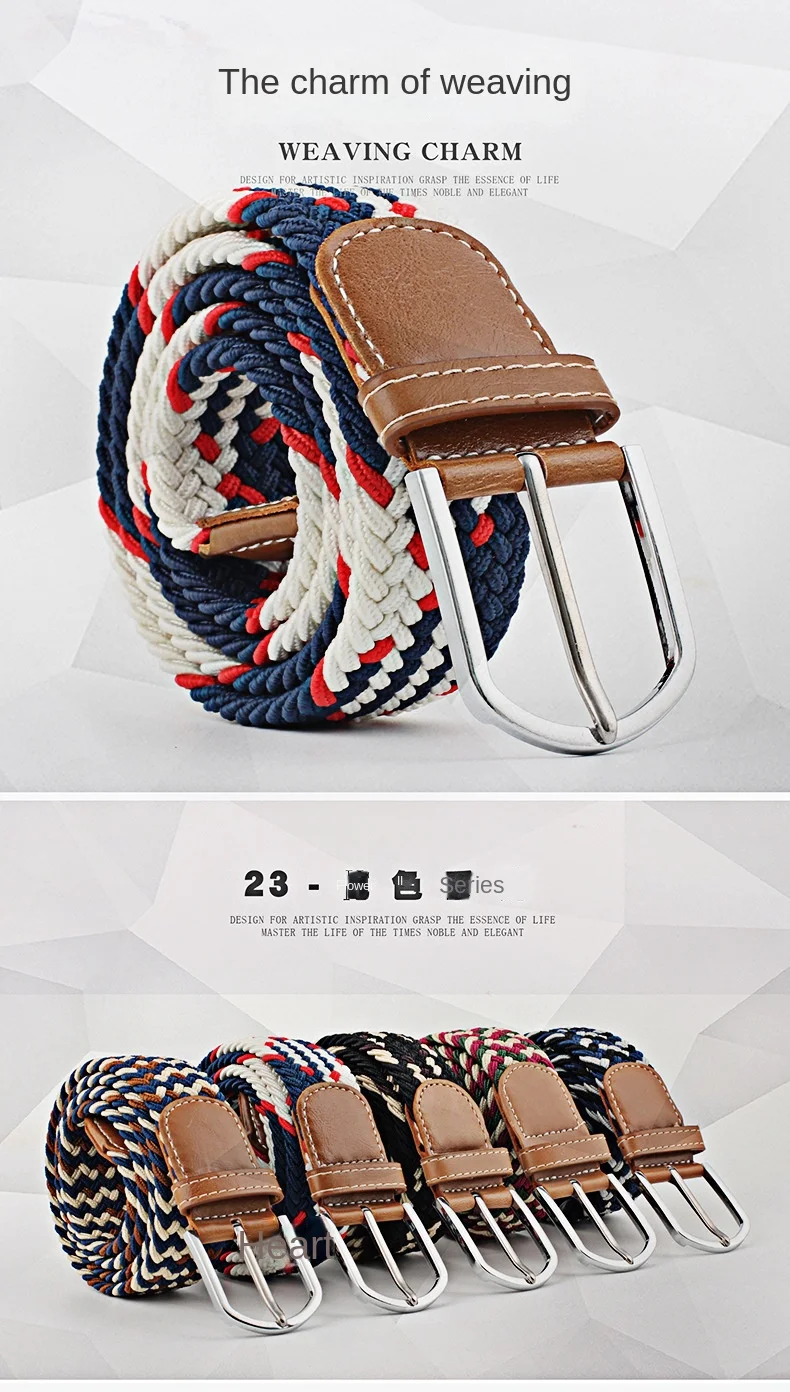 Universal Canvas Belt Elastic Woven Women Belt Jeans Needle Buckle Belt for Men Outdoor - for Jeans Adjustable Waist Belt