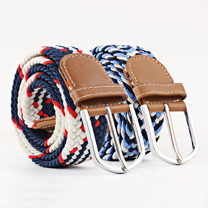 Universal Canvas Belt Elastic Woven Women Belt Jeans Needle Buckle Belt for Men Outdoor - for Jeans Adjustable Waist Belt