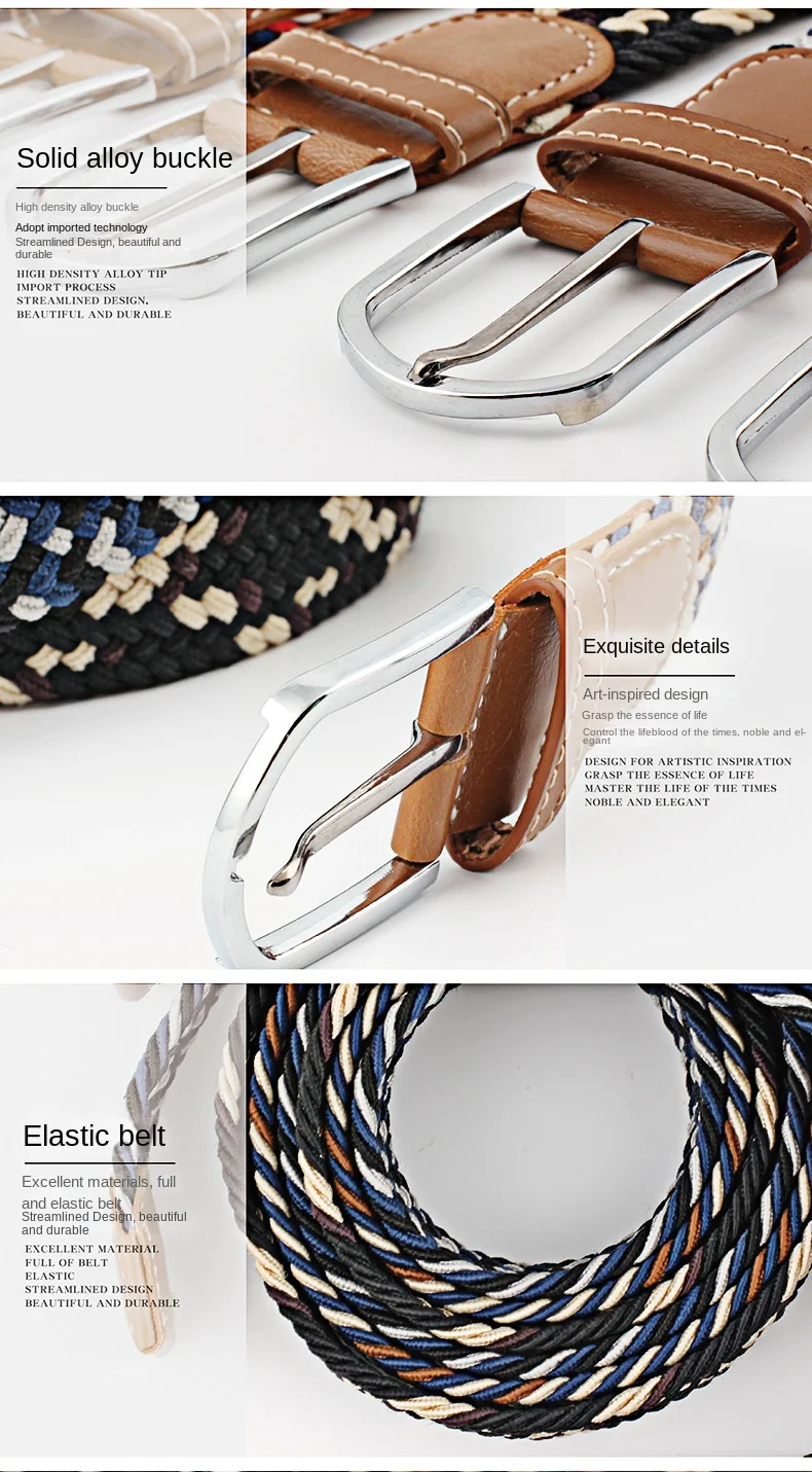 Universal Canvas Belt Elastic Woven Women Belt Jeans Needle Buckle Belt for Men Outdoor - for Jeans Adjustable Waist Belt