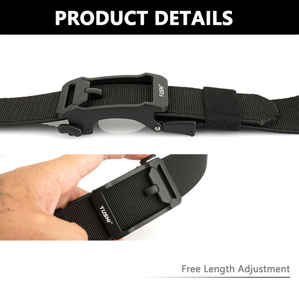 TUSHI New Unisex Elastic Belt Hard Metal Buckle Quick Release Tough Stretch Nylon Men's Military Tactical Belt Casual Waistband