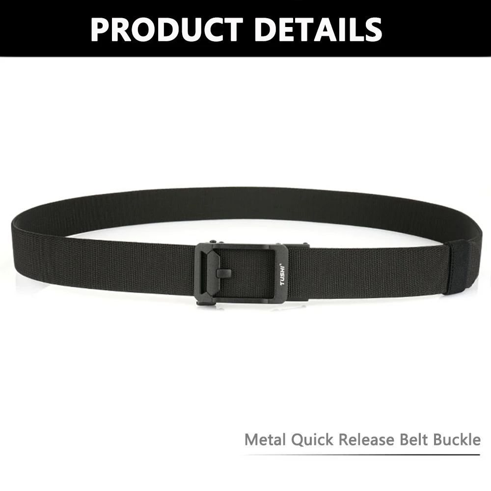TUSHI New Unisex Elastic Belt Hard Metal Buckle Quick Release Tough Stretch Nylon Men's Military Tactical Belt Casual Waistband