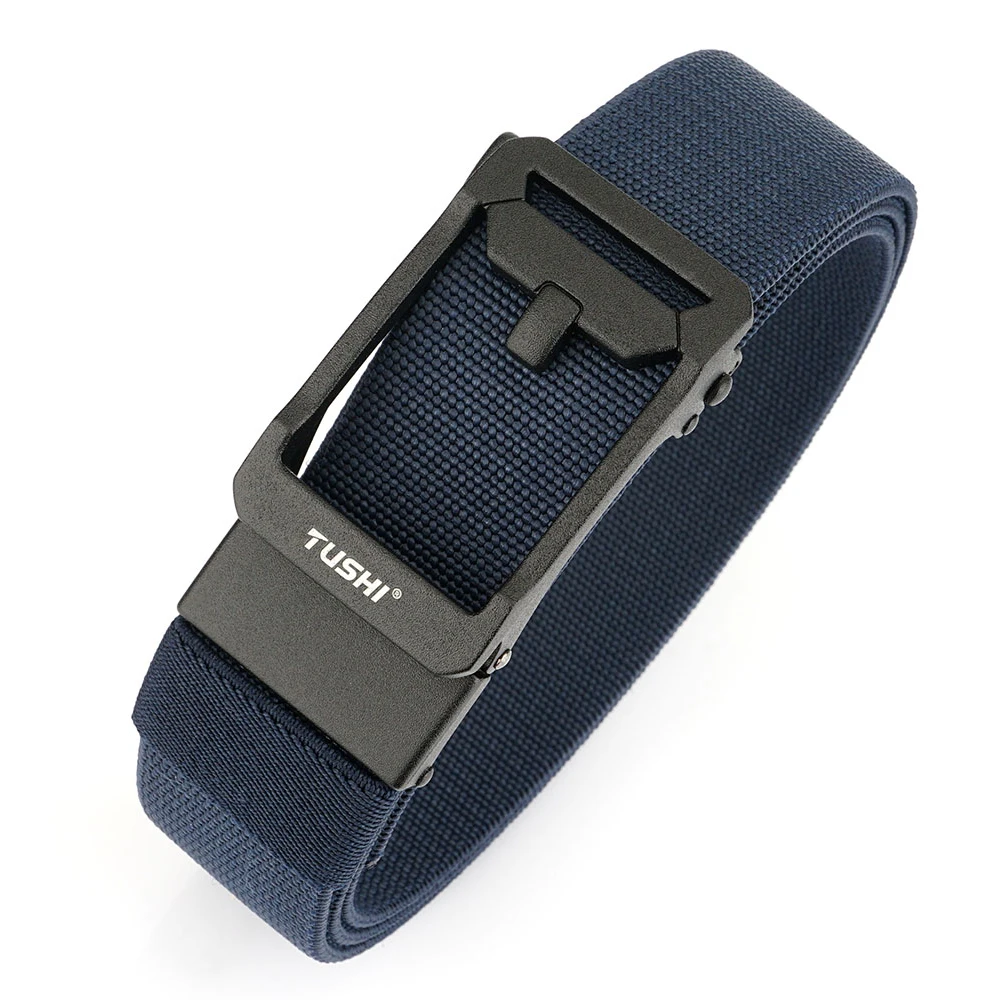 TUSHI New Unisex Elastic Belt Hard Metal Buckle Quick Release Tough Stretch Nylon Men's Military Tactical Belt Casual Waistband