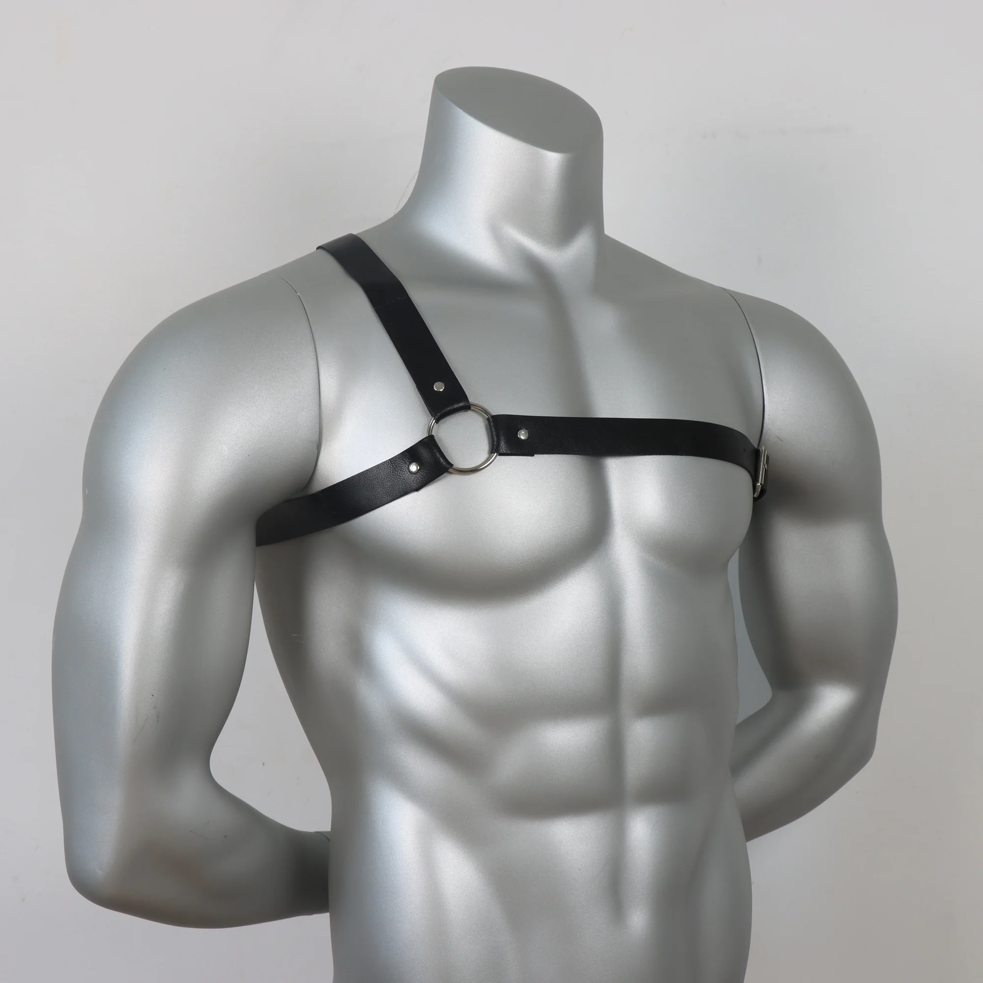 Men'S Gothic corset belt, Adjustable chest cincher, PU Synthetic Faux Leather Material, for Gothic Clothing Accessory, Body Harn