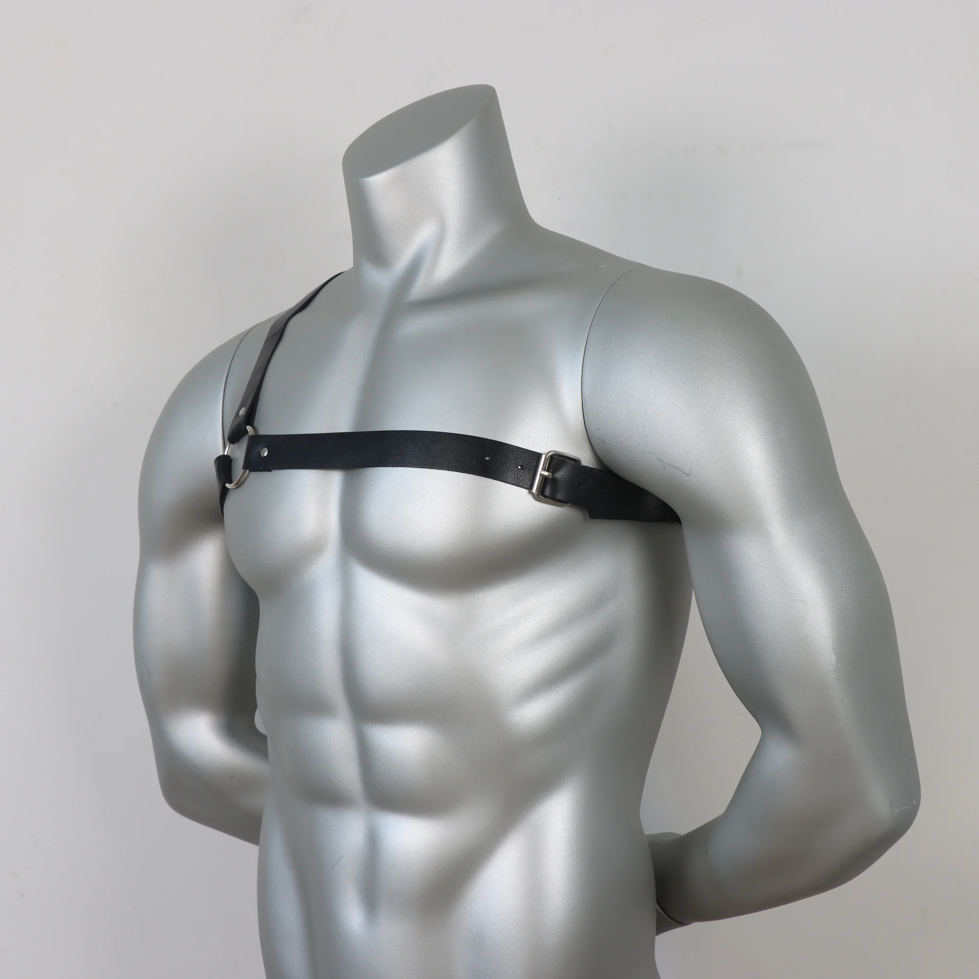 Men'S Gothic corset belt, Adjustable chest cincher, PU Synthetic Faux Leather Material, for Gothic Clothing Accessory, Body Harn
