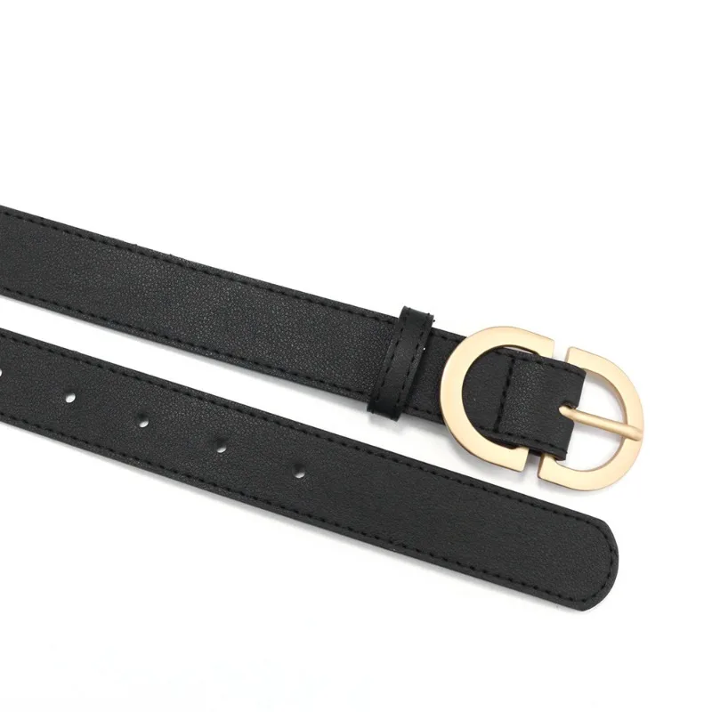 Pu Leather Women's Belt Jeans Ins Style Casual Metal Buckle Student Belt Khaki Black Hot Sale Harajuku