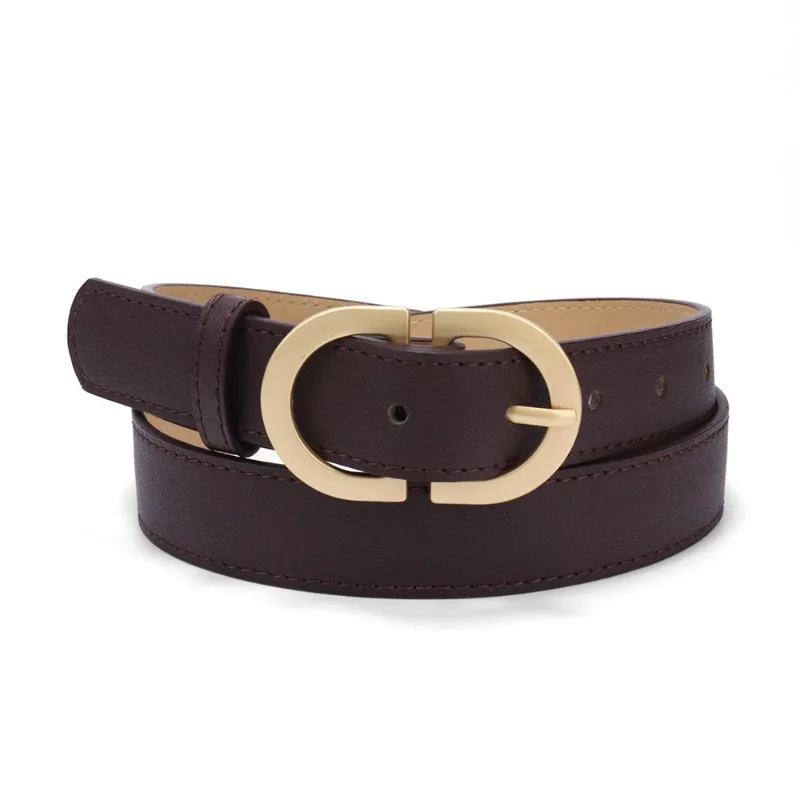 Pu Leather Women's Belt Jeans Ins Style Casual Metal Buckle Student Belt Khaki Black Hot Sale Harajuku