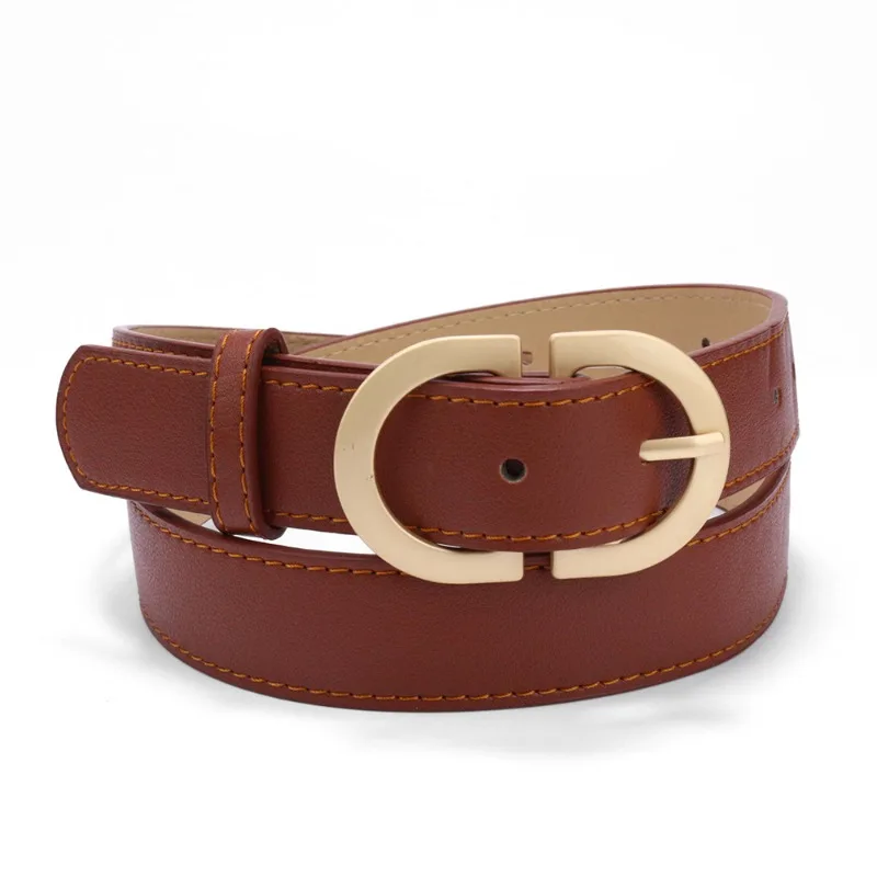 Pu Leather Women's Belt Jeans Ins Style Casual Metal Buckle Student Belt Khaki Black Hot Sale Harajuku