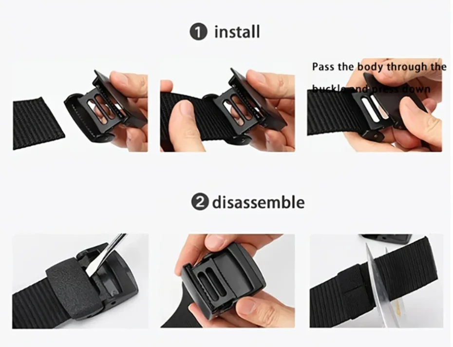 Men Belts Fashion Unisex Jeans Belts Adjustable Belt Men Outdoor Travel Tactical Waist Belt with Plastic Buckle for Pants 120cm
