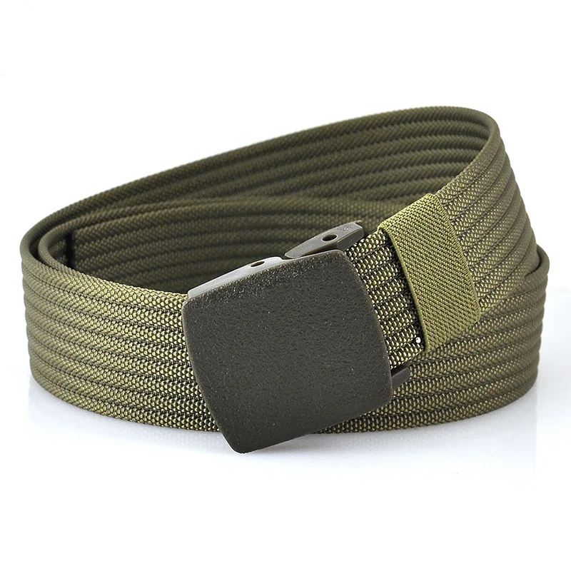 Men Belts Fashion Unisex Jeans Belts Adjustable Belt Men Outdoor Travel Tactical Waist Belt with Plastic Buckle for Pants 120cm