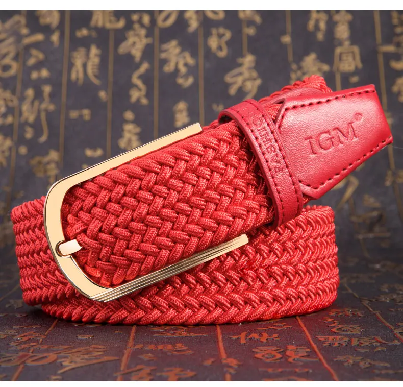 Intrinsic life red Men's and women's red woven canvas belts Jeans unisex Red Belts elastic belt