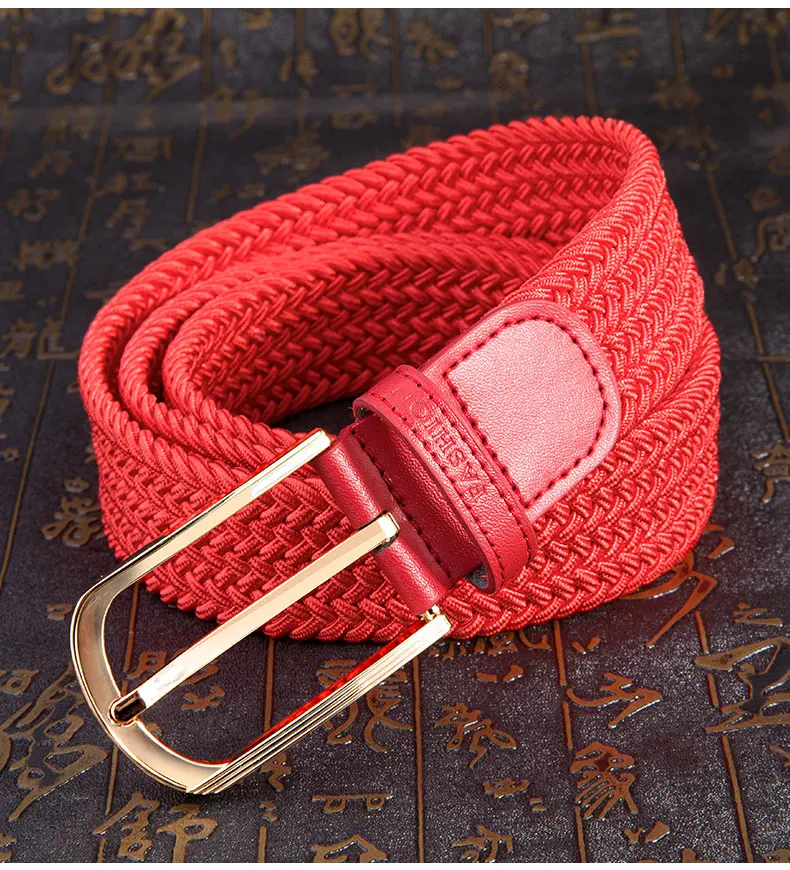 Intrinsic life red Men's and women's red woven canvas belts Jeans unisex Red Belts elastic belt