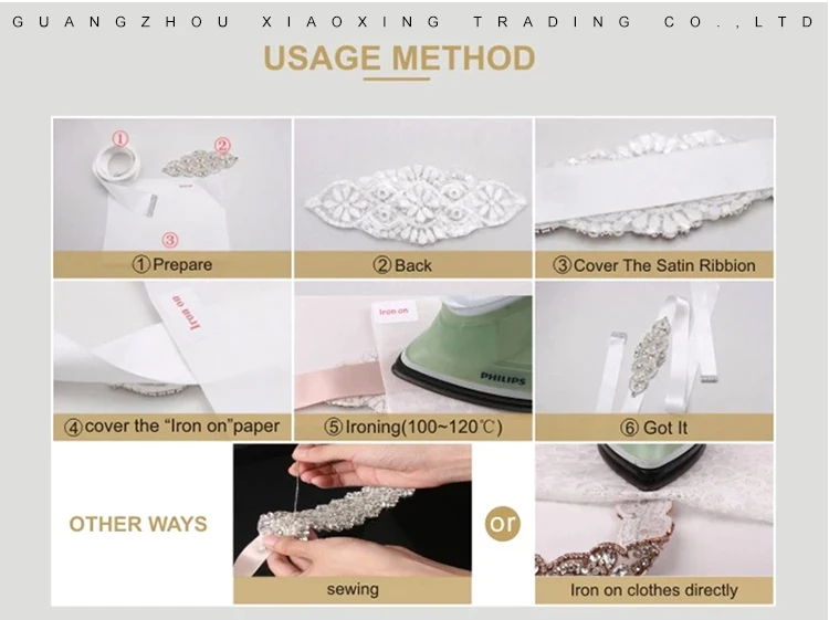 JLZXSY (Rose Gold, Gold, Silver) 17.7*1.5 in Handmade Wedding Bridal Applique Crystal Rhinestone Applique Trimming