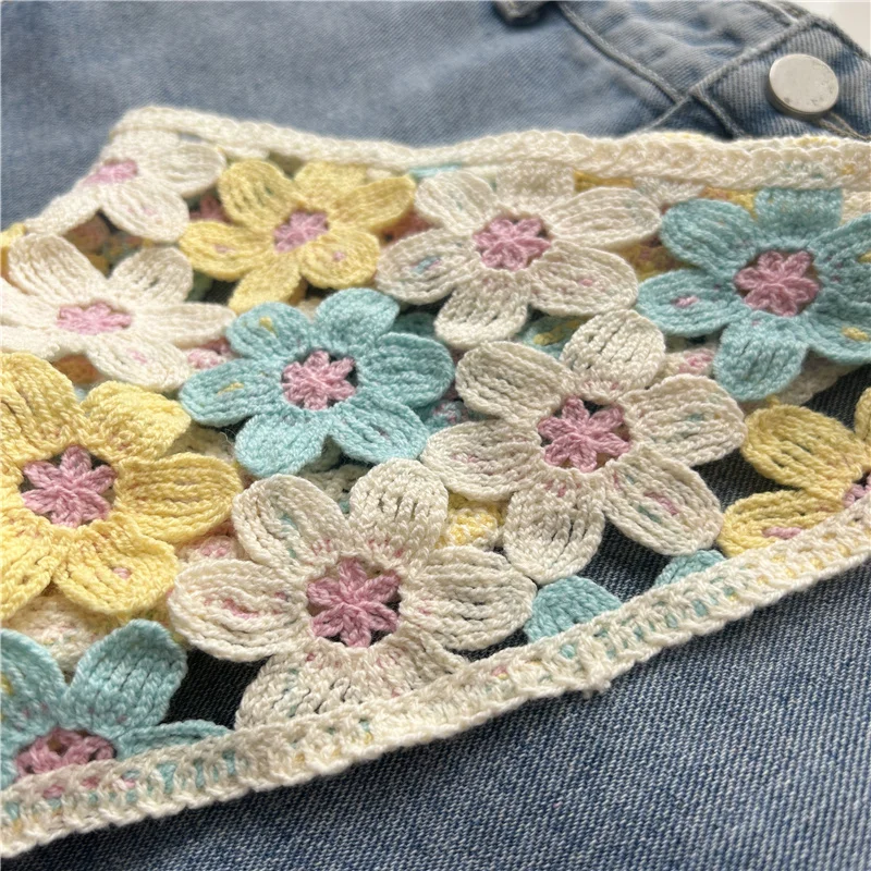 Flower Hollow Dopamine Triangle Scarf Headscarf Knitted Cotton Fringed Fart Curtain Stacked Through Waist Seal Belts Hip Cover